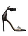 Bianca Di Woman Sandals Black Size 10 Soft Leather, Rubber In Black