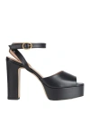 Bianca Di Woman Sandals Black Size 11 Soft Leather In Black