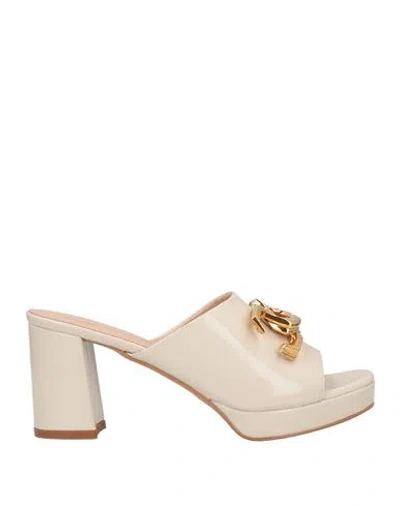 Bianca Di Woman Sandals Ivory Size 8 Leather In White