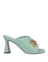 Bianca Di Woman Sandals Light Green Size 8 Soft Leather In Green