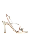 Bianca Di Woman Sandals Platinum Size 11 Soft Leather In Grey