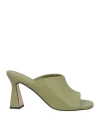 Bianca Di Woman Sandals Sage Green Size 6 Leather In Sage Green