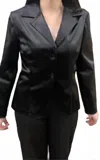 Bianca Nero Womens Stretch Stain Sheen Blazer In Black In Black
