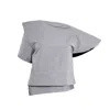 Bianca Popp Women's Asymmetrical Blouse With One Pocket In Grey Taffeta In Grey