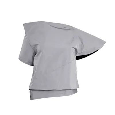 Bianca Popp Women's Asymmetrical Blouse With One Pocket In Grey Taffeta