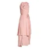 Bianca Popp Women's Asymmetrical Collar Bareback Dress In Pink Batiste In Pink