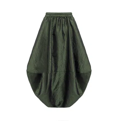 Bianca Popp Women's Balloon Skirt In Green Wrinkled Taffeta