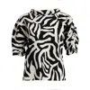 Bianca Popp Women's Black / White Puff Blouse With Collar In Black & White In Black/white