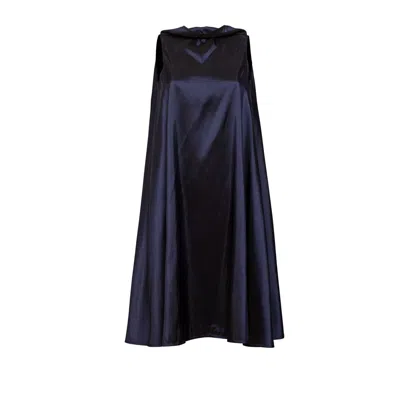 Bianca Popp Women's Blue Bell Dress Midi In Navy Taffeta