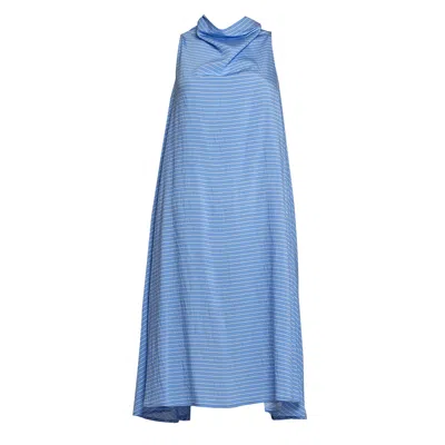 Bianca Popp Women's Blue / White Bell Dress Midi In Blue Stripes Viscose In Multi