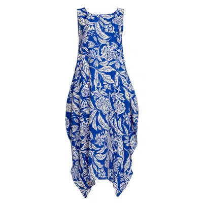 Bianca Popp Women's Blue / White Semiballoon Dress In Blue And White Print Viscose In Multi
