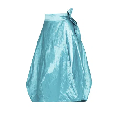 Bianca Popp Women's Blue Wrapped Skirt In Aqua Taffeta