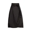 Bianca Popp Women's Brown / Black Wrapped Skirt In Brown Taffeta With Black Print In Brown/black