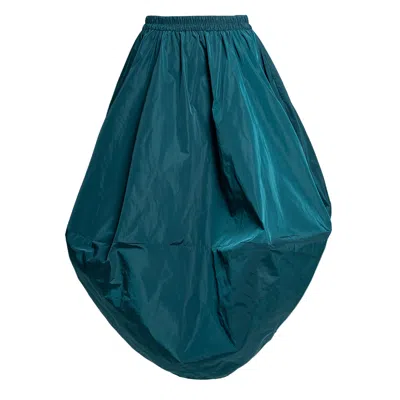 Bianca Popp Women's Green / Blue Balloon Skirt In Teal Taffeta