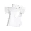 Bianca Popp Women's Halves Blouse With Shoulder Ribbon In White Cotton In White