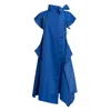 Bianca Popp Women's Halves Dress With Shoulder Ribbon In Blue Taffeta In Blue