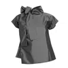Bianca Popp Women's Halves Shoulder Ribbon Asymmetrical Blouse In Silver Taffeta In Silver