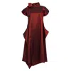 Bianca Popp Women's Halves Shoulder Ribbon Asymmetrical Dress In Red Taffeta In Red