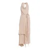Bianca Popp Women's Neutrals Asymmetrical Collar Bareback Dress In Nude In Brown