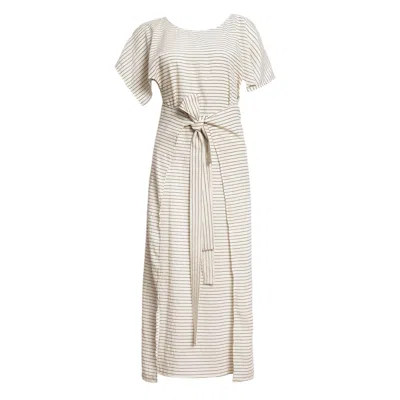 Bianca Popp Women's Neutrals Everyday Beach Dress In Beige With Black Stripes In White