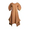 Bianca Popp Women's Neutrals Puff Dress With Flaps In Nude In Brown