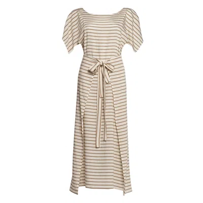 Bianca Popp Women's Neutrals / White Everyday Beach Dress In Beige And White Viscose