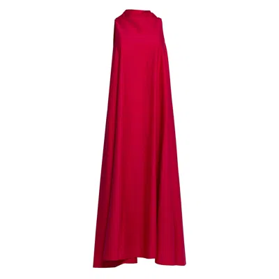 Bianca Popp Women's Pink Bell Dress Long In Magenta Cotton Blend