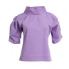 Bianca Popp Women's Pink / Purple Puff Blouse With Collar In Lilac Cotton Mix In Pink/purple