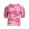 Bianca Popp Women's Pink / Purple Puff Blouse With Collar In Strong Pink Print In Pink/purple