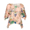 Bianca Popp Women's Pink / Purple Puff Blouse With Flaps In Pink Floral Print In Pink/purple