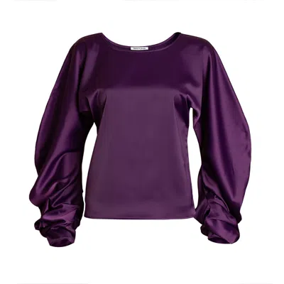 Bianca Popp Women's Pink / Purple Puff Blouse With Long Sleeves In Purple In Pink/purple