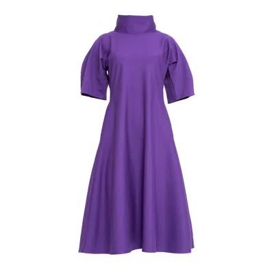 Bianca Popp Women's Pink / Purple Puff Dress With Collar Purple In Pink/purple