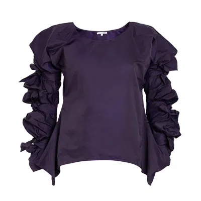 Bianca Popp Women's Pink / Purple Ribbon Wrapped Blouse In Purple Taffeta In Pink/purple
