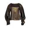 Bianca Popp Women's Puff Blouse Long Sleeves In Gold In Gold