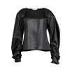 Bianca Popp Women's Puff Blouse Long Sleeves In Silver In Silver