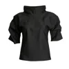 Bianca Popp Women's Puff Blouse With Collar In Black In Black