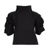 Bianca Popp Women's Puff Blouse With Collar In Black Cotton In Black
