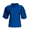 Bianca Popp Women's Puff Blouse With Collar In Blue In Blue