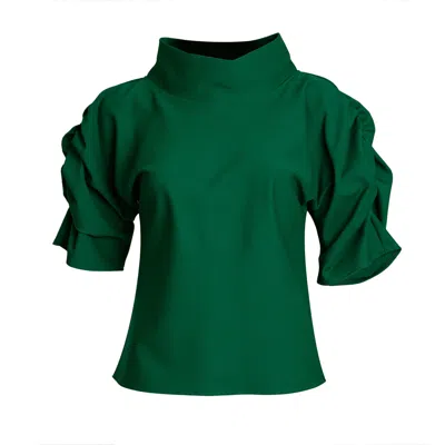 Bianca Popp Women's Puff Blouse With Collar In Green