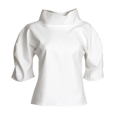 Bianca Popp Women's Puff Blouse With Collar In White