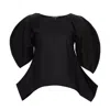 Bianca Popp Women's Puff Blouse With Flaps In Black Cotton In Black