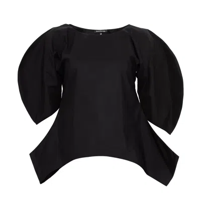 Bianca Popp Women's Puff Blouse With Flaps In Black Cotton