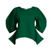 Bianca Popp Women's Puff Blouse With Flaps In Green In Green