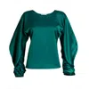 Bianca Popp Women's Puff Blouse With Long Sleeves In Teal Green In Green