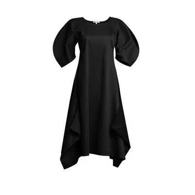 Bianca Popp Women's Puff Dress With Flaps In Black Cotton