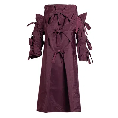 Bianca Popp Women's Purple Many Ribbons Dress In Bordeaux Taffeta In Multi