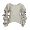 Bianca Popp Women's Ribbon Wrapped Blouse In Off-white Taffeta In White