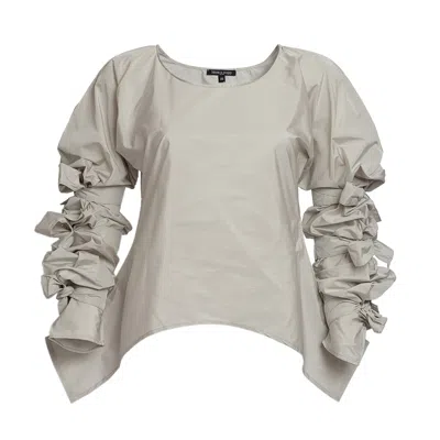 Bianca Popp Women's Ribbon Wrapped Blouse In Off-white Taffeta