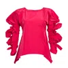 Bianca Popp Women's Ribbon Wrapped Blouse In Strong Pink Taffeta In Red