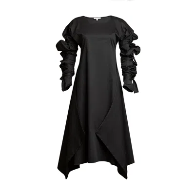 Bianca Popp Women's Ribbon Wrapped Dress In Black Cotton